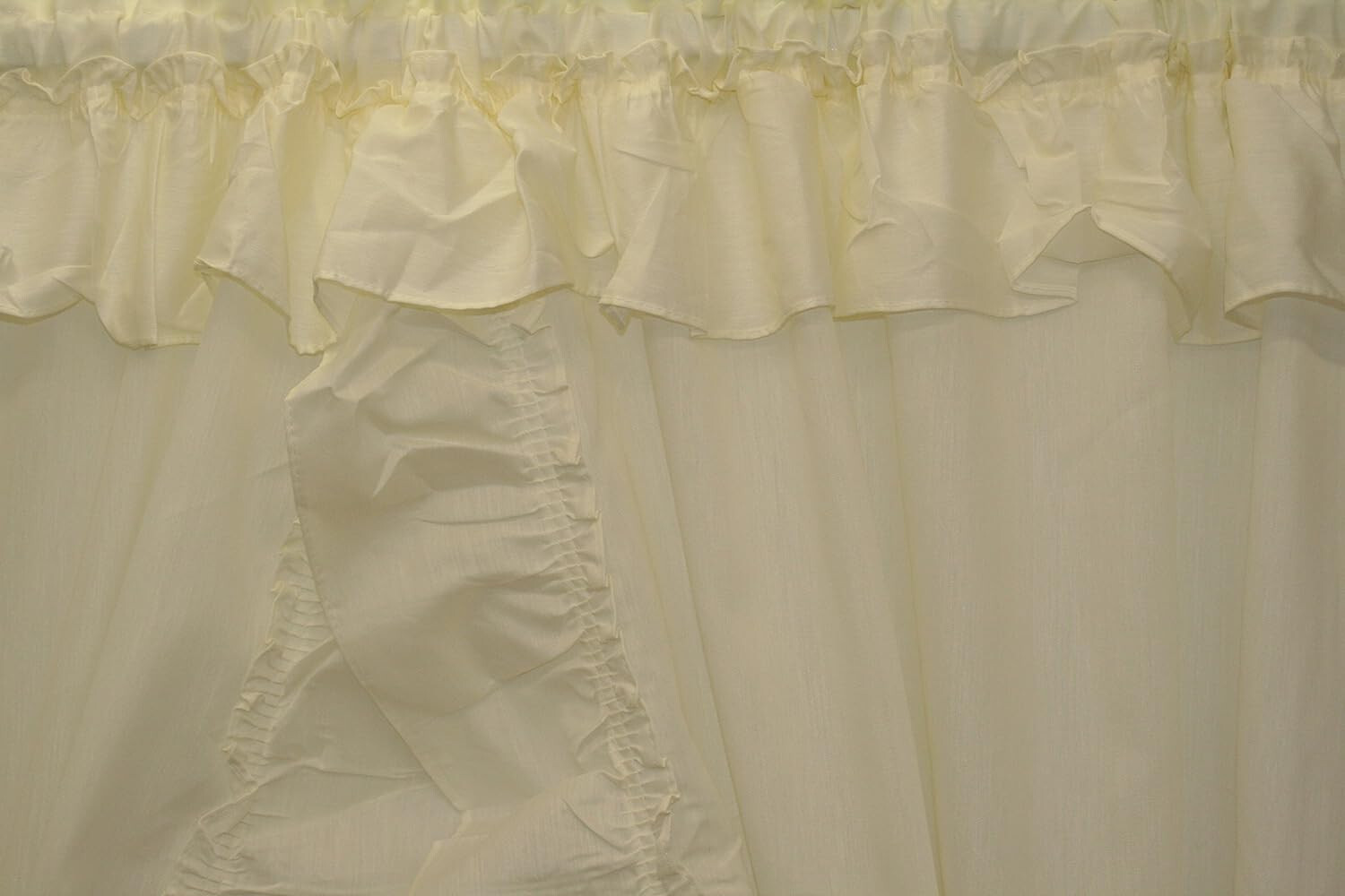 USA MADE Stacey Priscilla Ice Cream 84" Long Ruffled Attached Valance w Tiebacks
