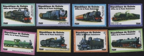 Guinea 2003 - Trains - Set of 8 Stamps - Scott #2050-7 - MNH