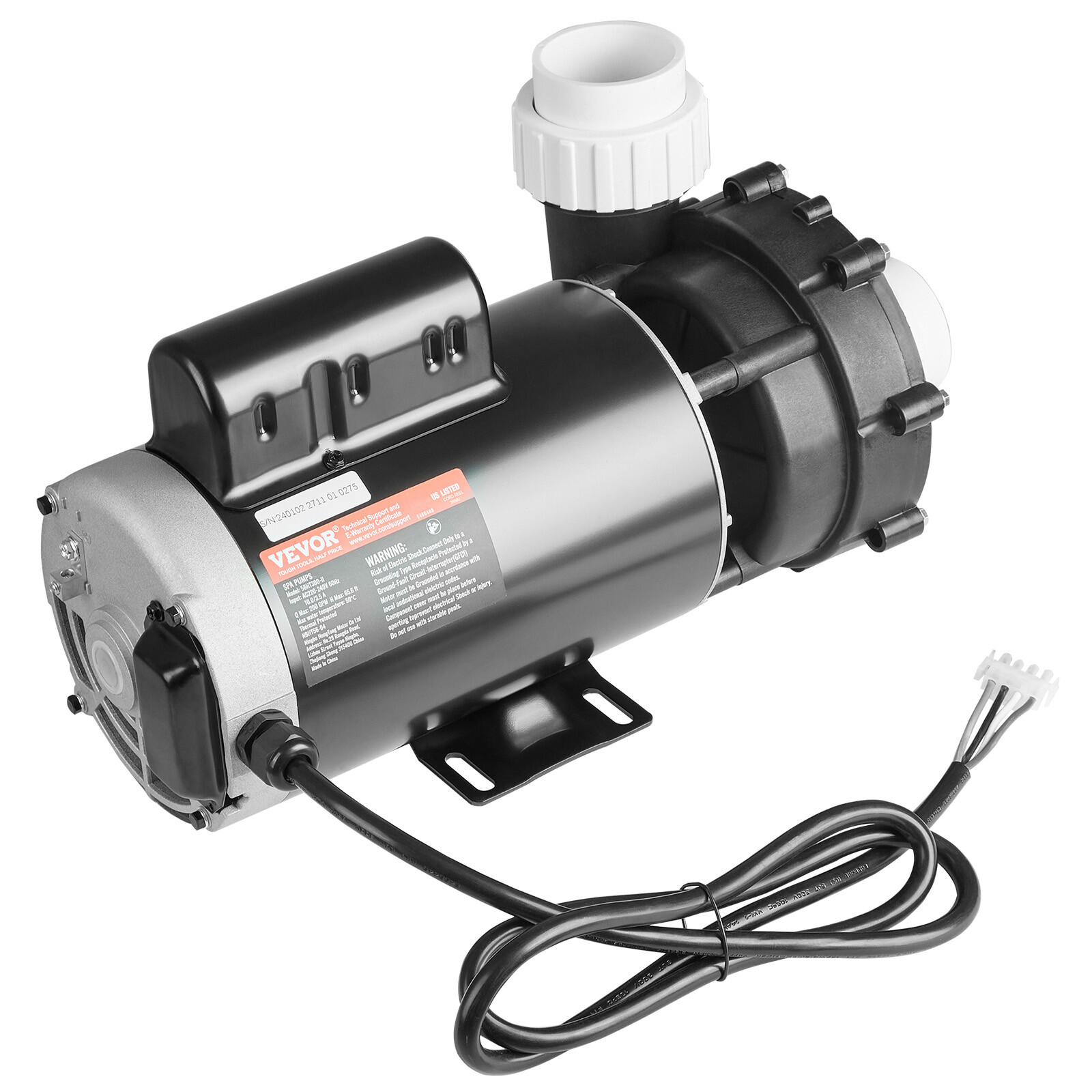 VEVOR 2 Speed SPA Pump 56-Frame Hot Tub Pump 3 HP/200 GPM or 0.4 HP/100 GPM