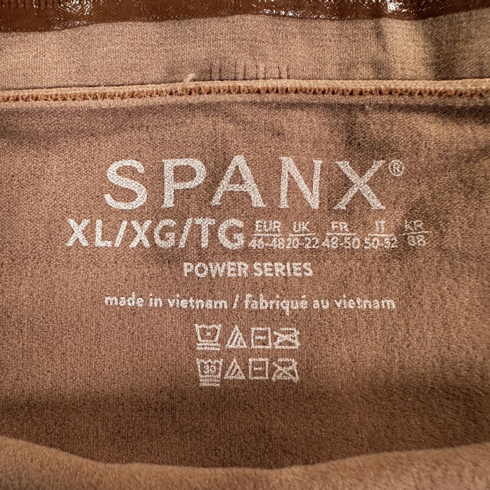 Spanx Shapewear Shorts Womens XL Brown High Waisted Power Series Control