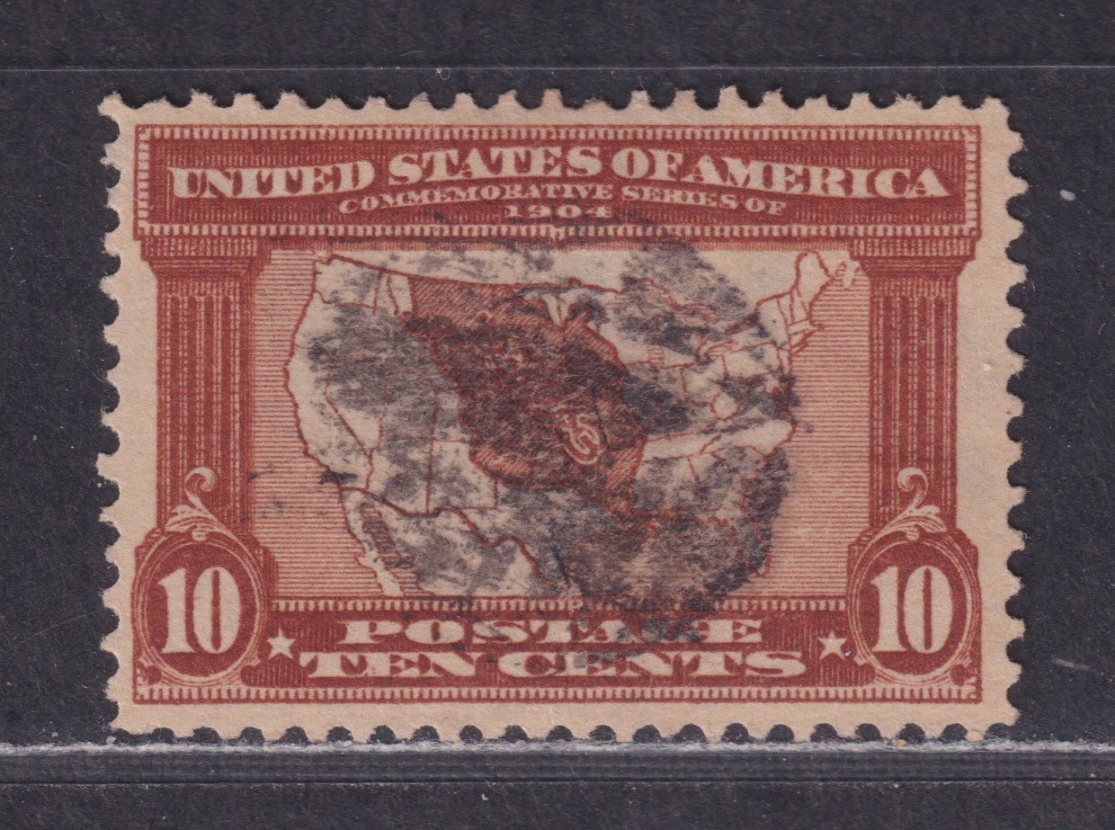 United States Scott 327 Used 1904 10¢ Red Brown Louisiana Purchase SCV $27.50
