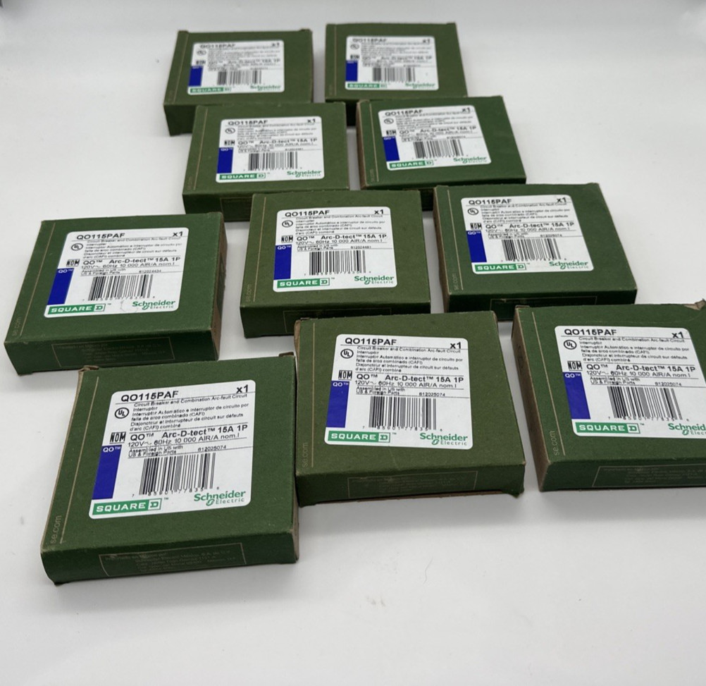10 PCS SQUARE D QO115PAF QO 1P 15AMP AFCI ARC-FAULT CIRCUIT BREAKERS*new*