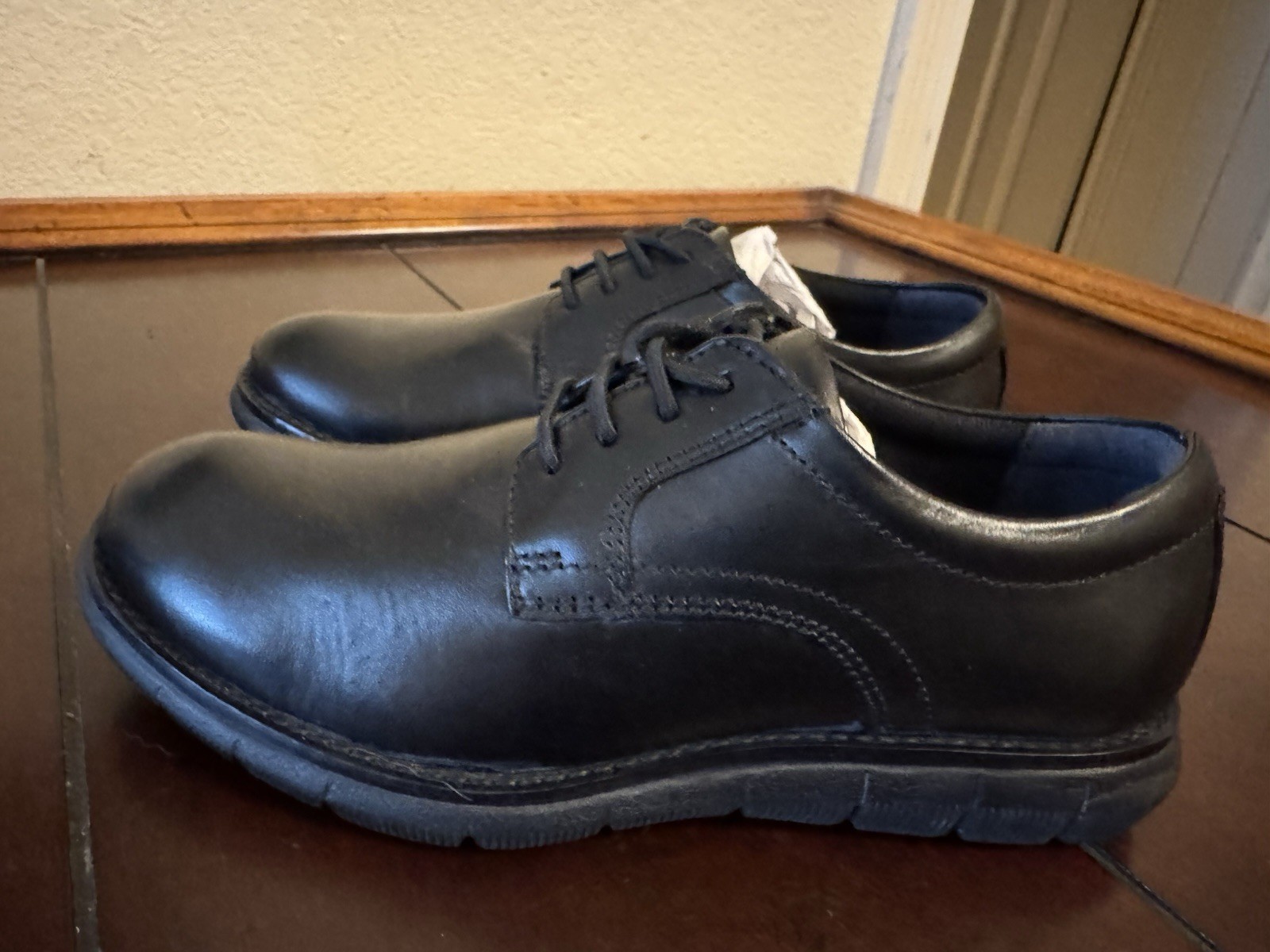 Johnston & Murphy Black Leather Lace Up Derby Dress Shoes28-8381 Boys Sz 12.5