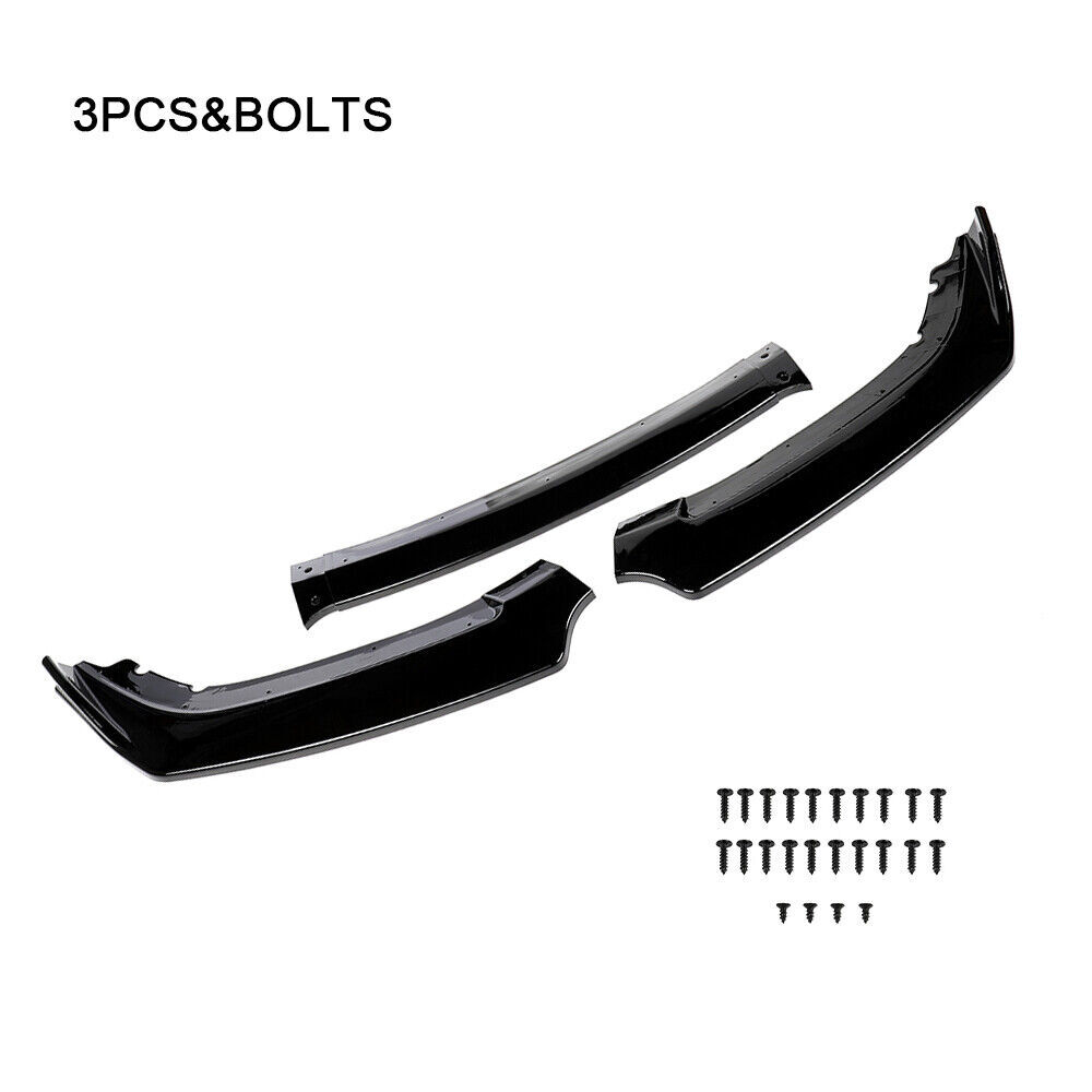 Glossy Black Front Bumper Splitter Spoiler Lip For 2016-2021 Honda Civic 3PCS