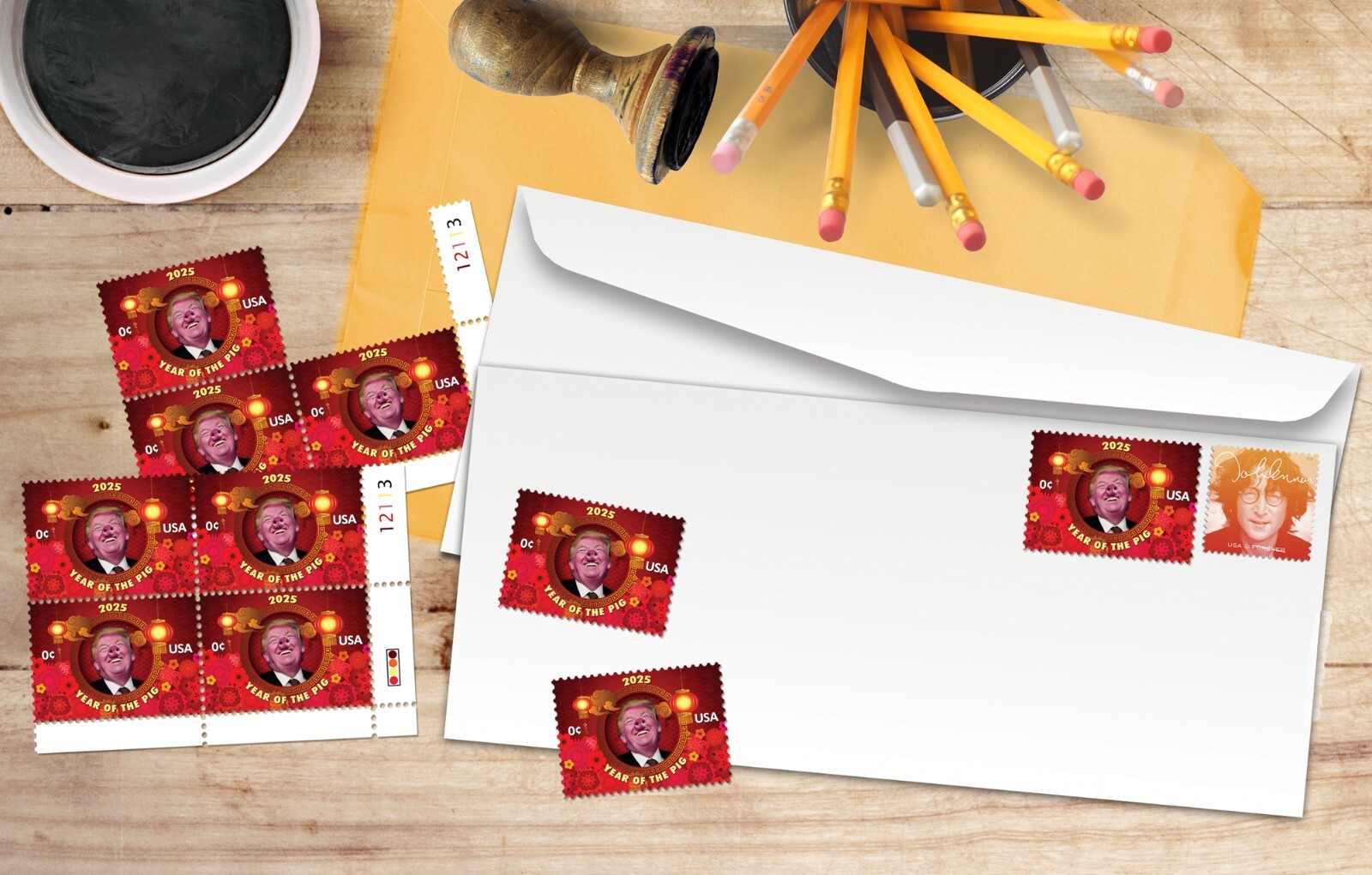 Trump - 2025 - "Year Of The PIG" - (Artistamp, Faux Postage, Cinderella)