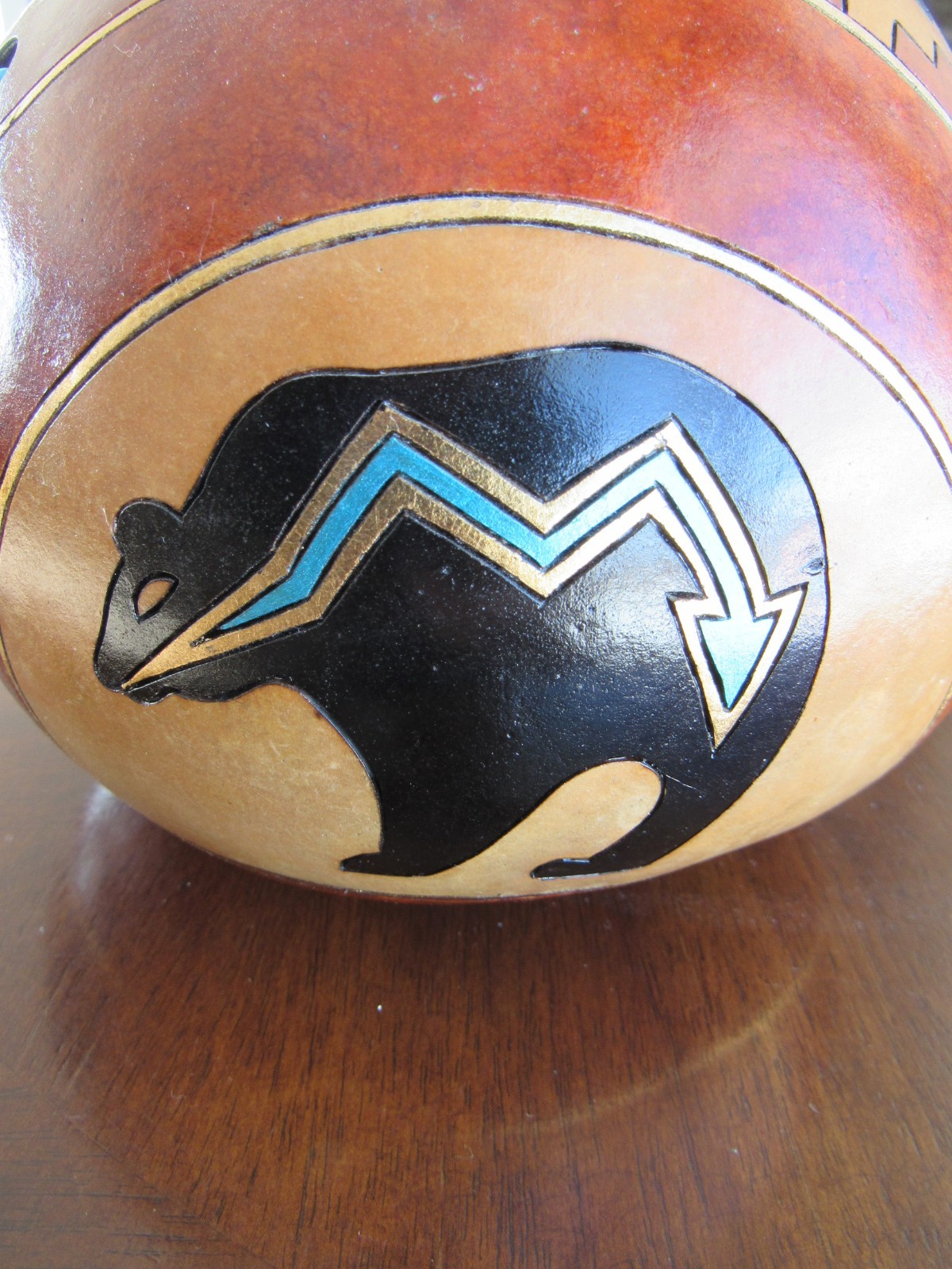 Gourd Art Southwestern Home Decor Handmade by Karen Matheke/Turquoise.