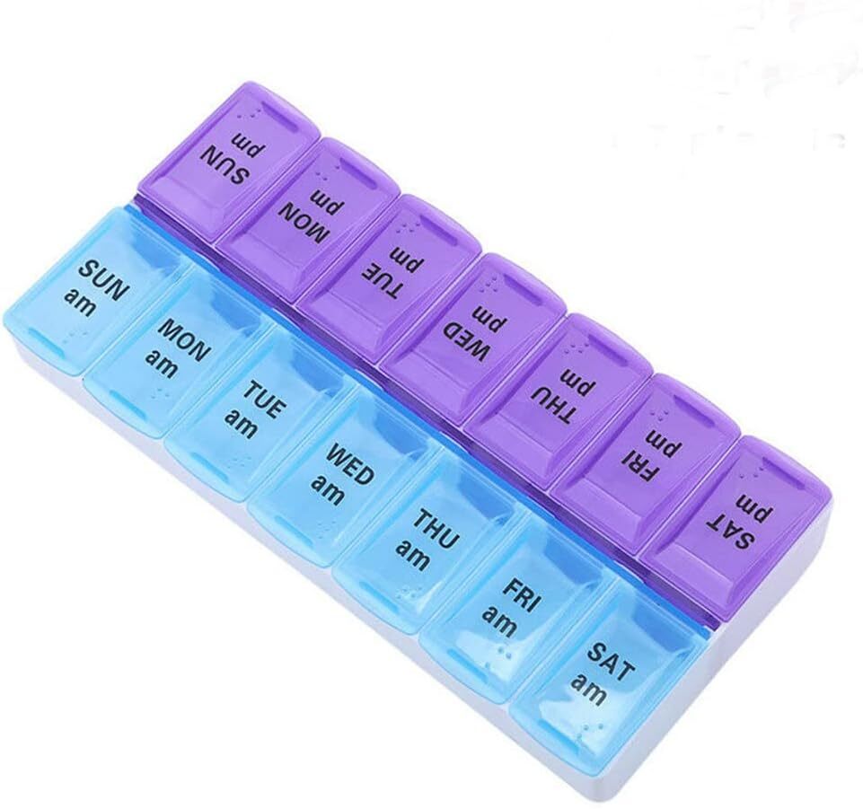 2 Pack Weekly Pill Box Organizer Twice a Day 7 day AMPM Organizer Case Medicine