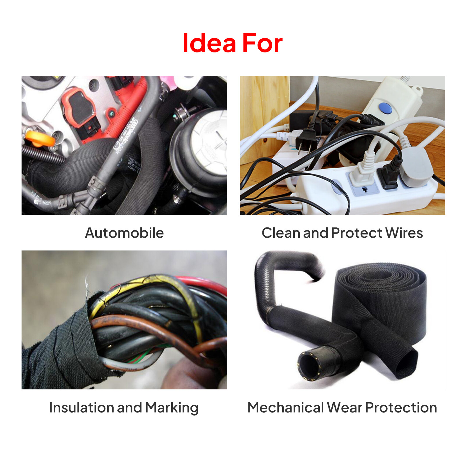 2:1 Braided Heat Shrinkable Sleeving Fabric Cable Wire Harness Abrasion Protect