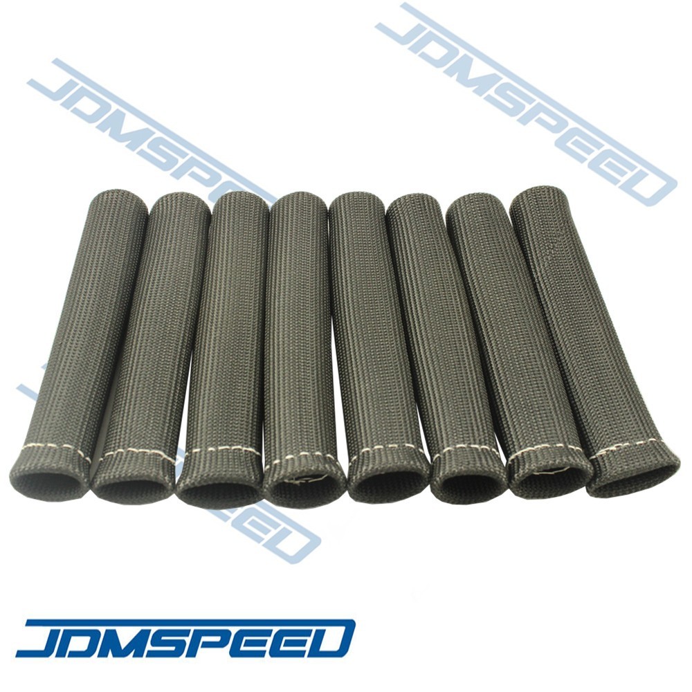 Black 8pcs 1200° Spark Plug Wire Boots Heat Shield Protector Sleeve SBC BBC 350