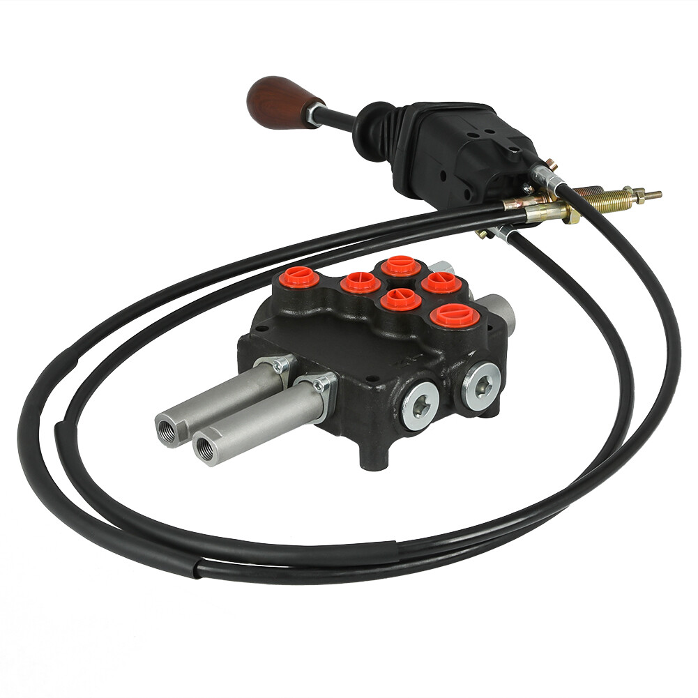 P80 Remote Control Valve Kit: 2 Spool Valve 21GPM + Joystick + Cables 25MPa Top