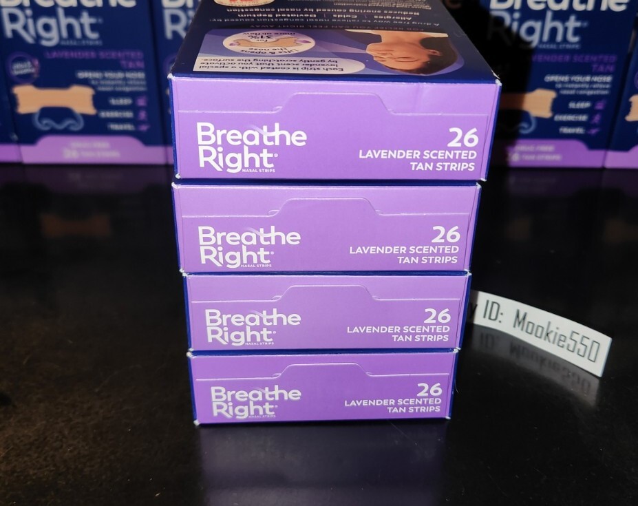 EXP 2026+! (104ct) 4 Box 26ct Breathe Right LAVENDER Scented Nasal Strips NEW!