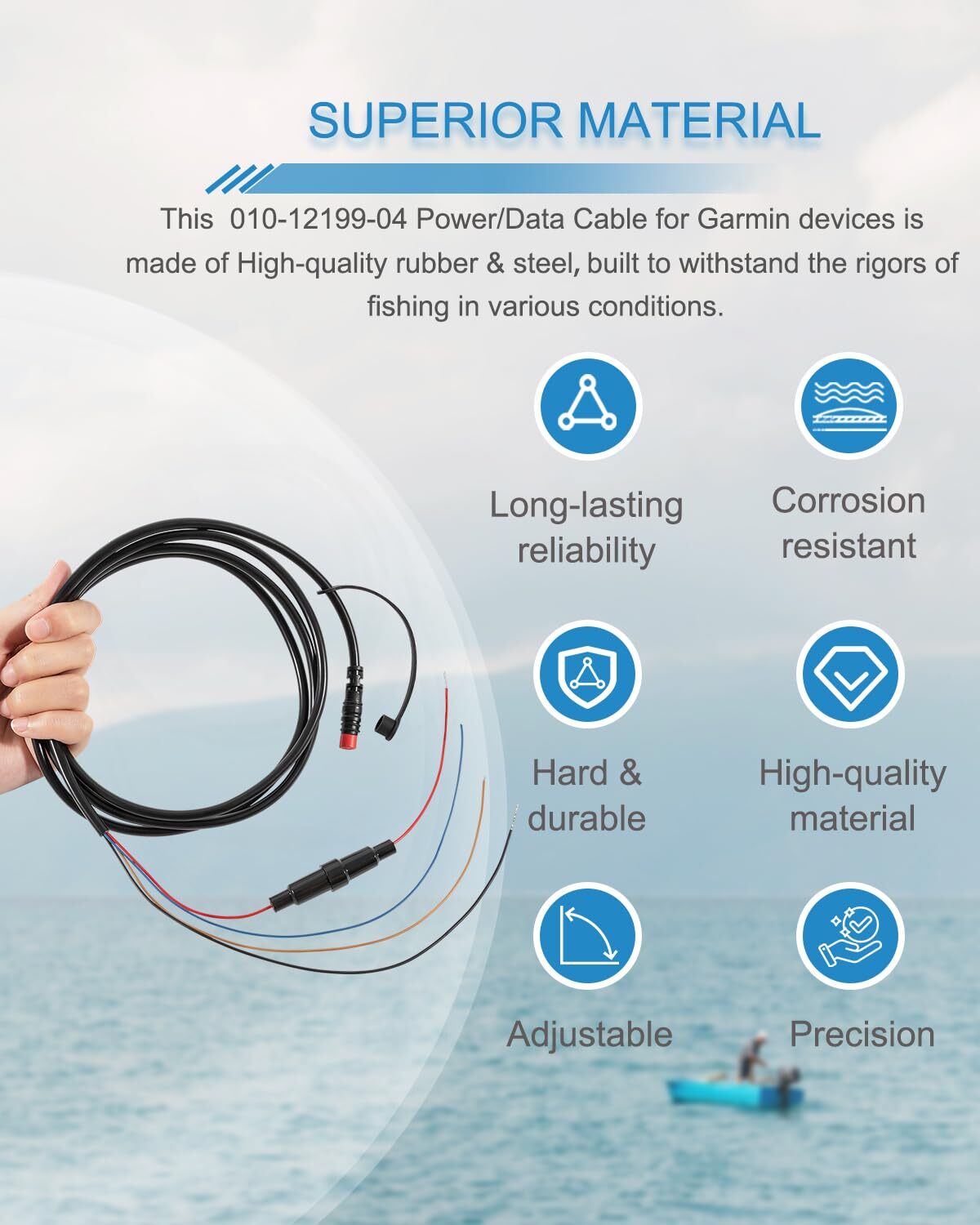 010-12199-04 Power/Data Cable 4-Pin Replaces for Garmin Striker Echo,Echomap