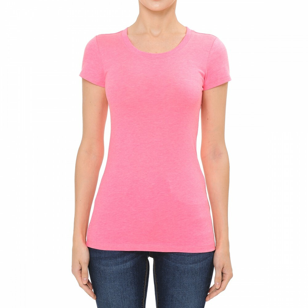 Women's Premium Cotton Basic T-Shirt Crew Neck Short Sleeve Plain Solids Fitted