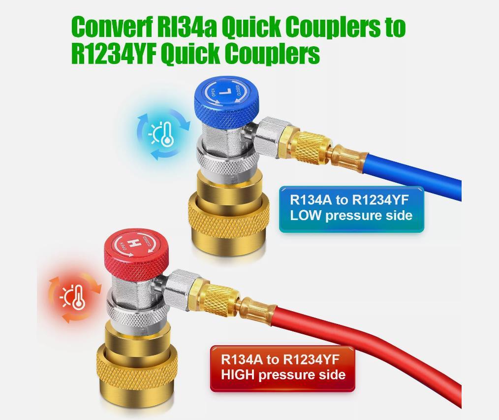 High & Low Connection Quick Couplers Kit Adapter: R134A to R1234YF