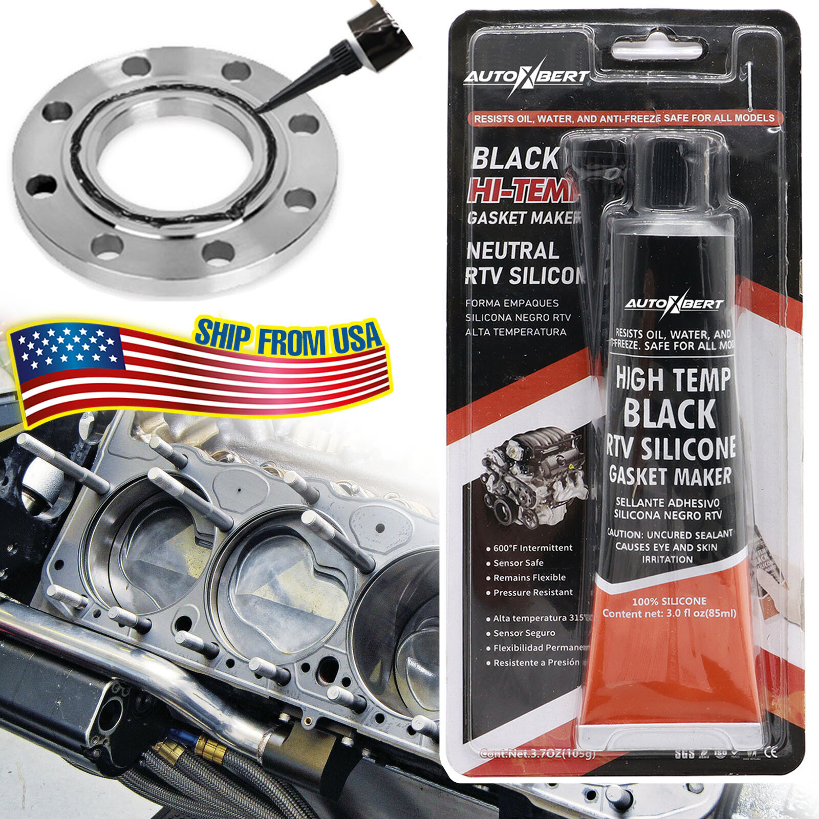 For Engine Valve Cover RTV Silicone Gasket Sealers Maker High Temp Sealant3.7oz