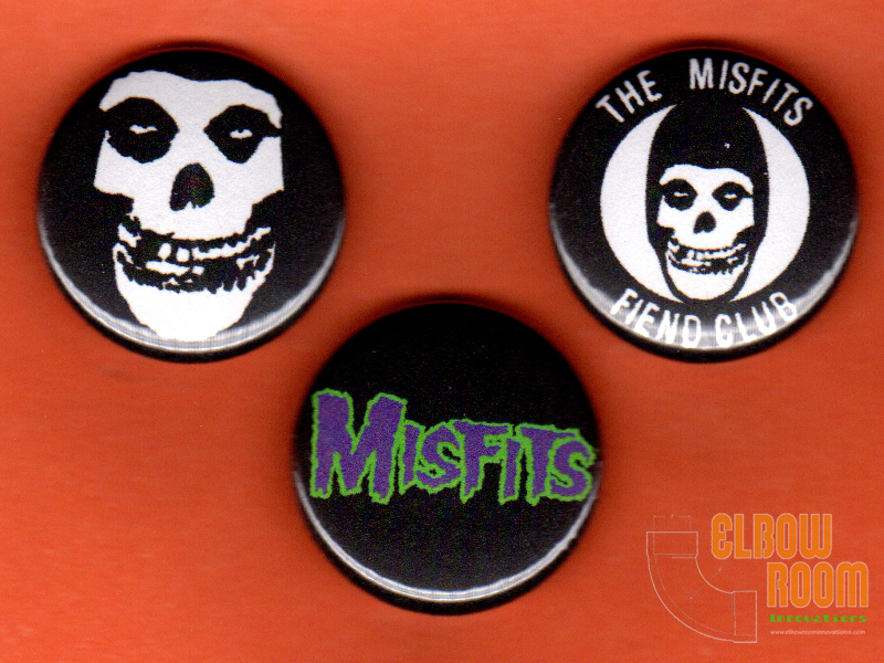 Set of three 1" Misfits pins buttons punk horror crimson ghost fiend club