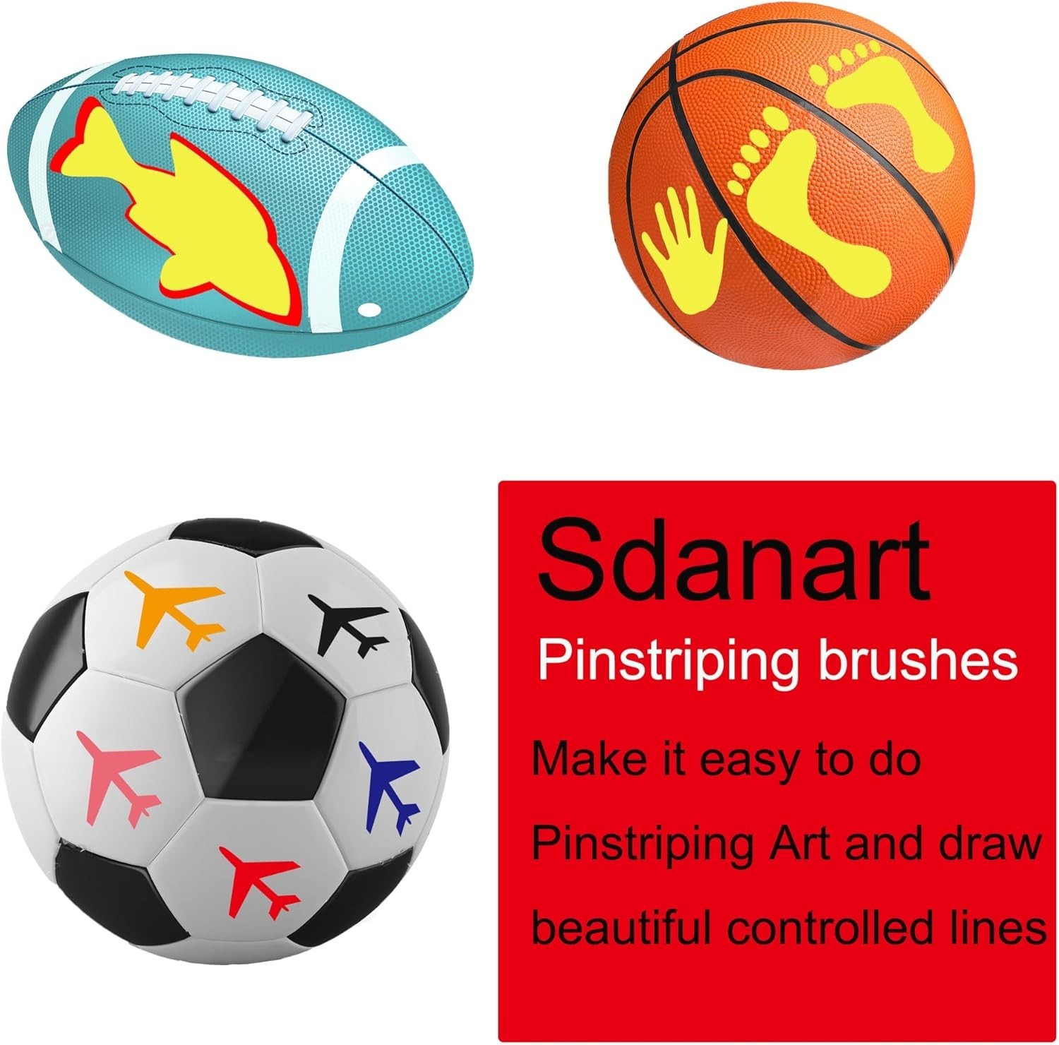 Pinstriping Brush 3 pcs Long Liner Striping Set #1,2,3 Professional Art Kit