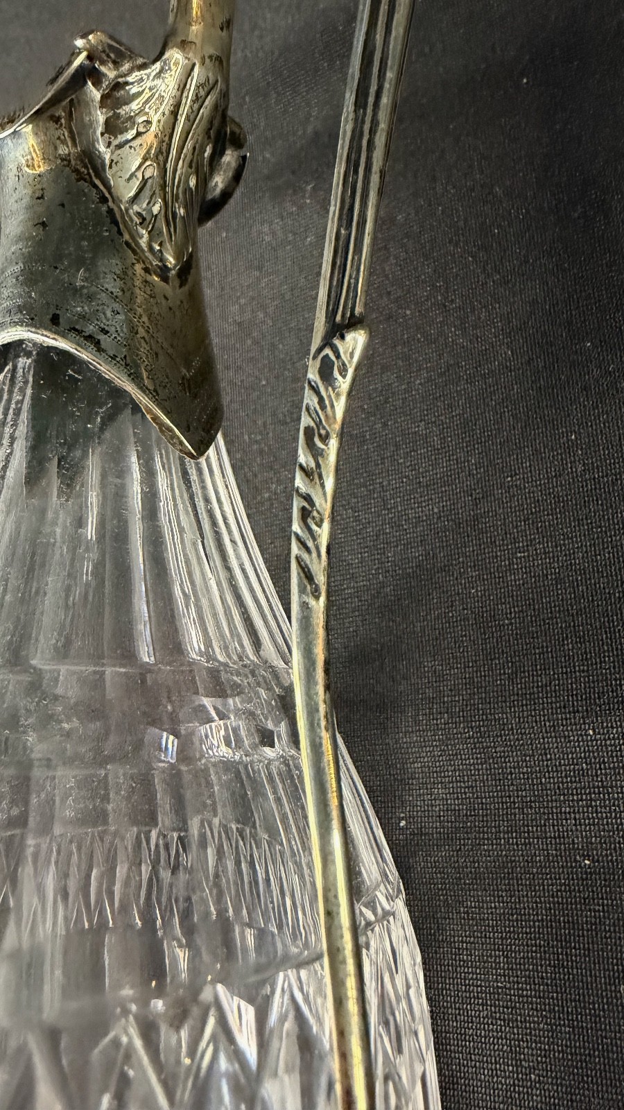 Antique English George III Sterling & Cut Glass Decanter 1800