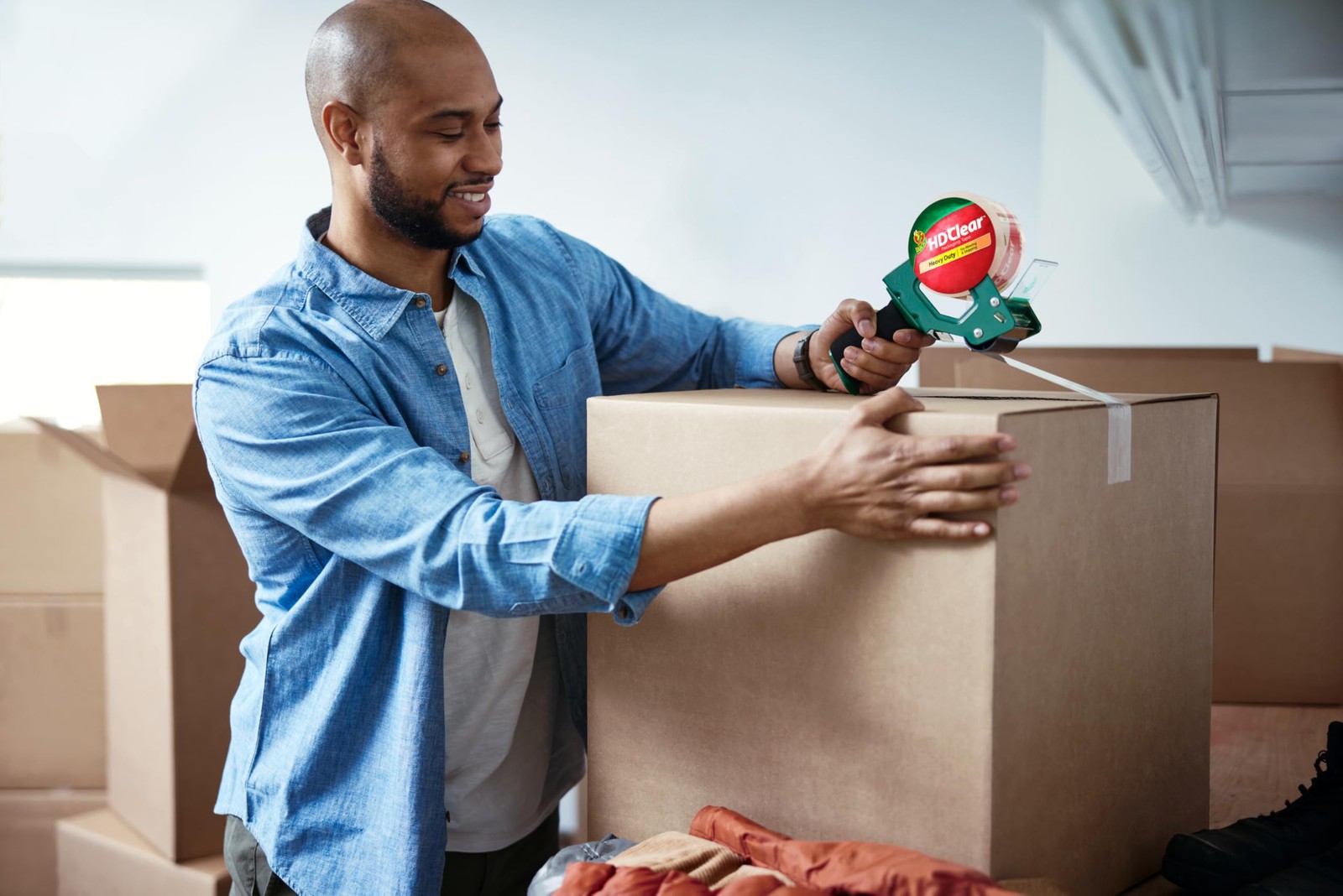 Duck HD Clear Packing Tape Dispenser Heavy Duty Packaging Tape Gun for Packin...