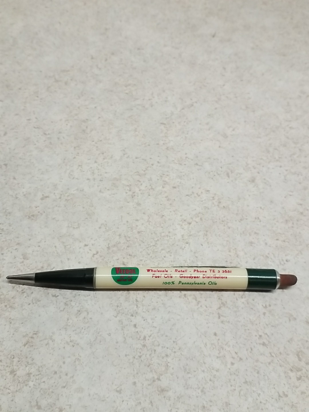 Vintage Durolite Gas VEEDOL MOTOR OIL Advertising Mechanical Pencil Il.