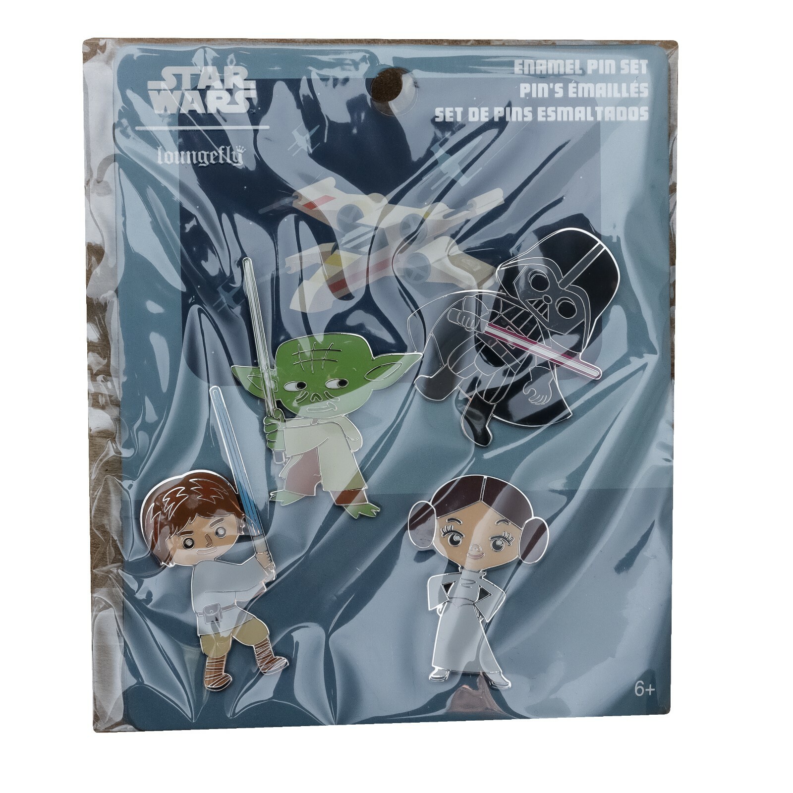 Loungefly Star Wars Enamel Pin Set 4pc Luke Skywalker Leia Yoda Darth Vader