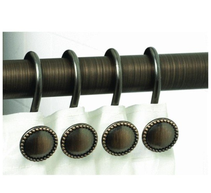 12PCS Oil Rubbed Bronze Rustproof Antique Decorative Shower Curtain Ring Holders