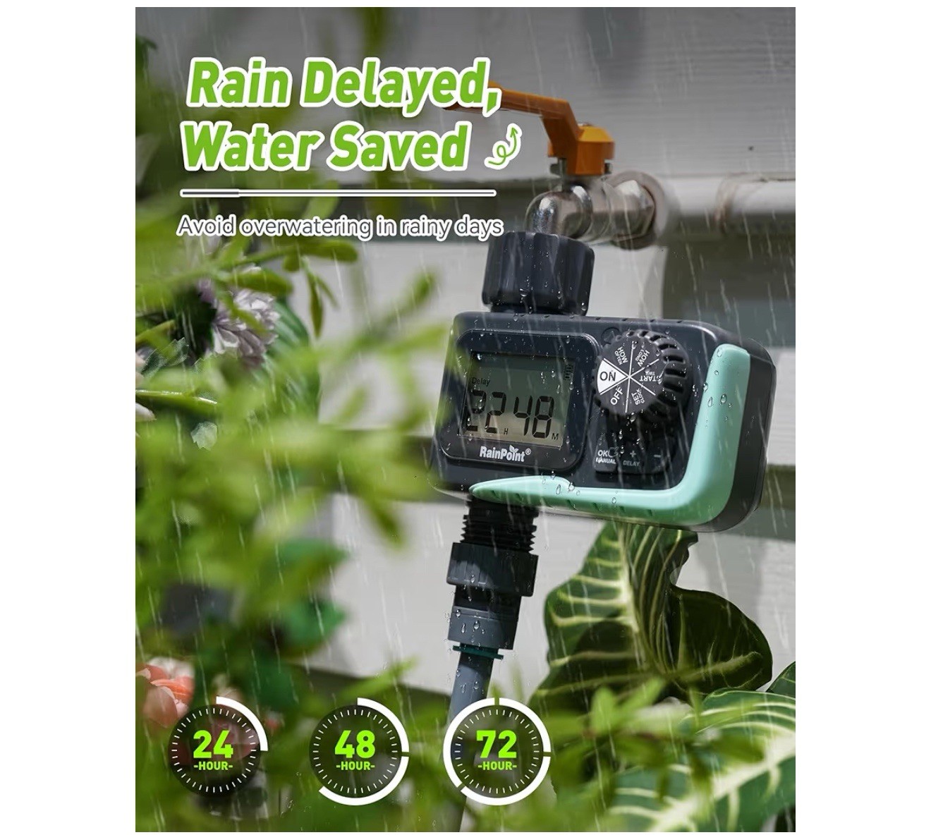 RAINPOINT Sprinkler Timer Outdoor, Water Timer for Garden Hose, Programmable