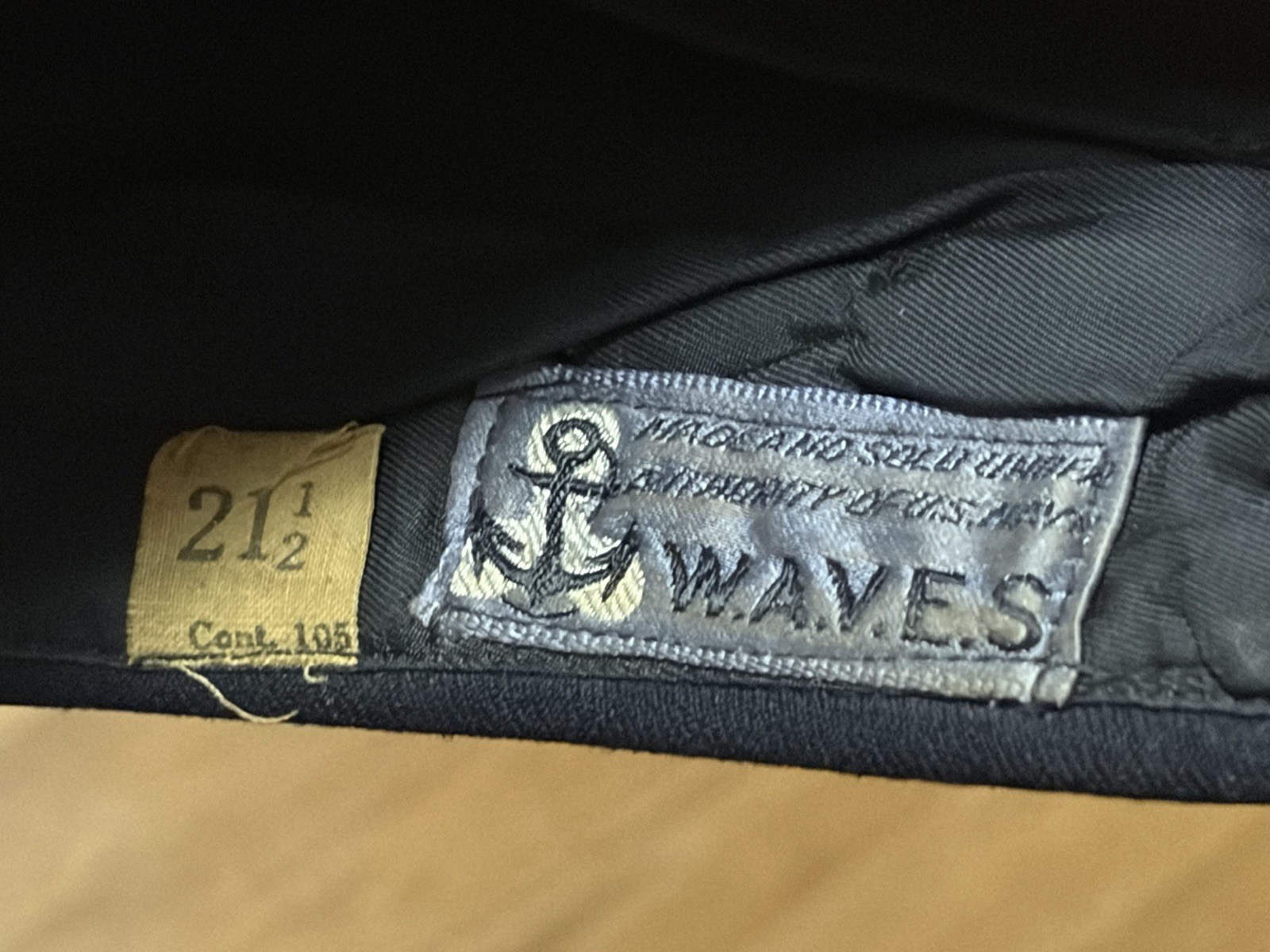 WWII US Navy Waves Women’s Hat W/ Sterling 1/20 10k Gold Pin