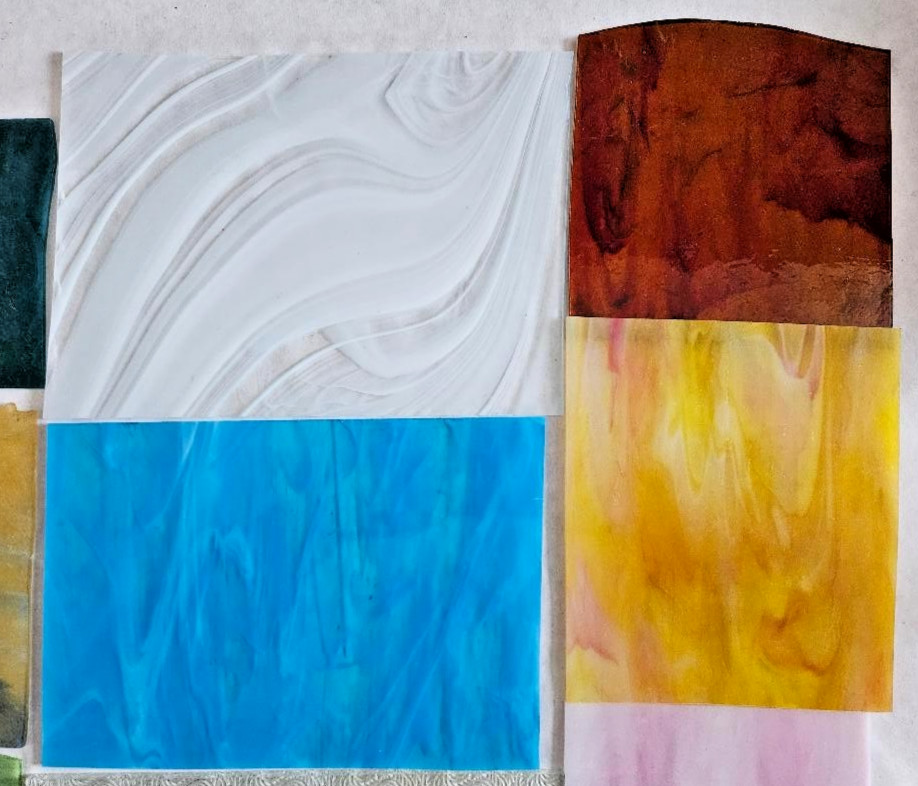 9 & 1/2 Pounds of Assorted Multicolor Stained-Glass Large Scraps/Sheets