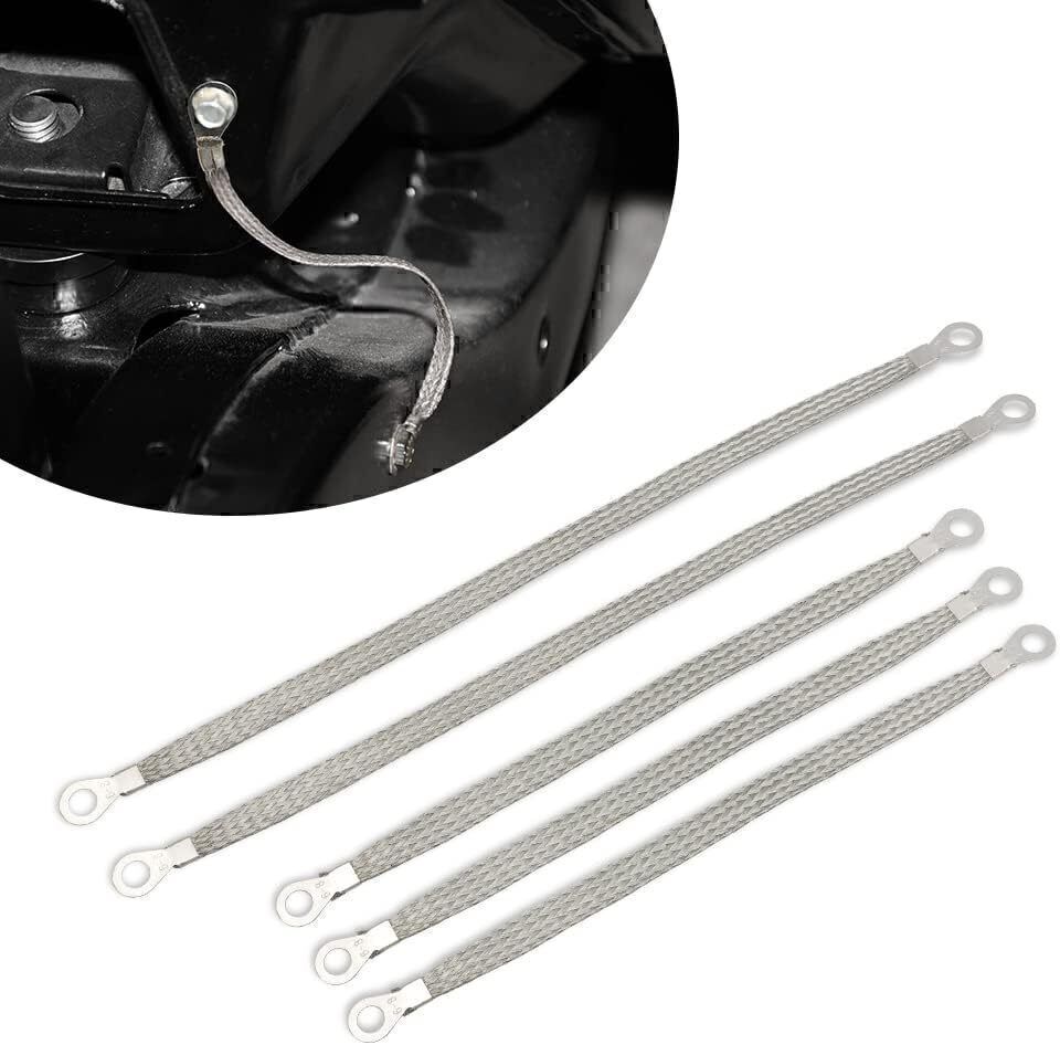 10PC Car Truck Firewall Engine Body Engine Ground Strap Tinned Copper Cable Kit