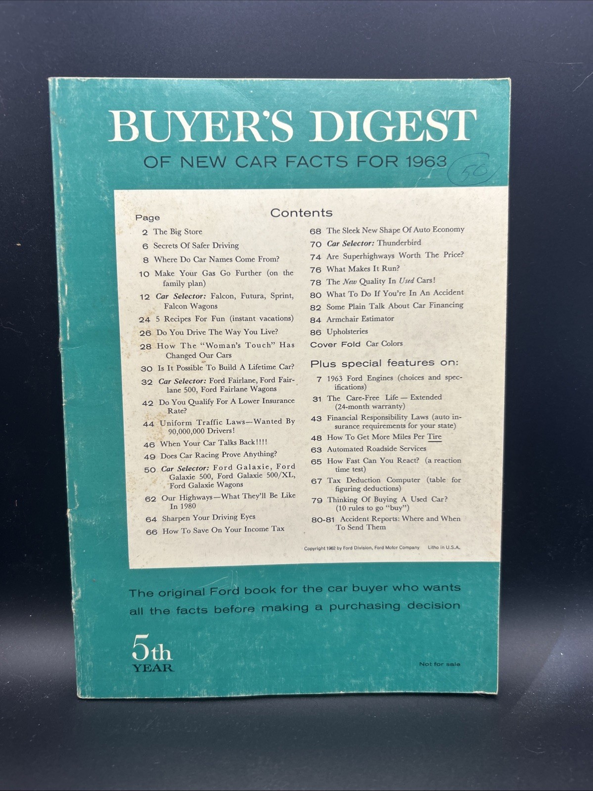 Vintage 1963 Original Ford Buyer's Digest of New Car Facts Falcon Thunderbird+
