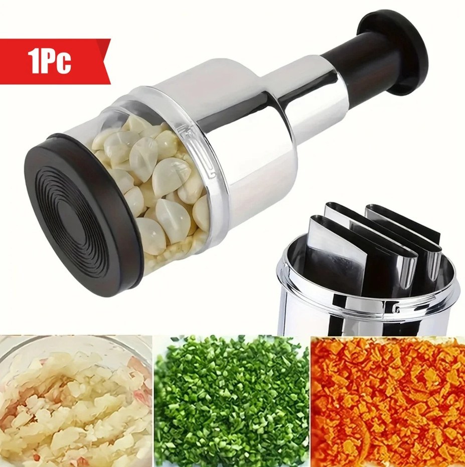 Manual Onion Chopper Garlic Press Stainless Steel Food Crusher Vegetable Tool