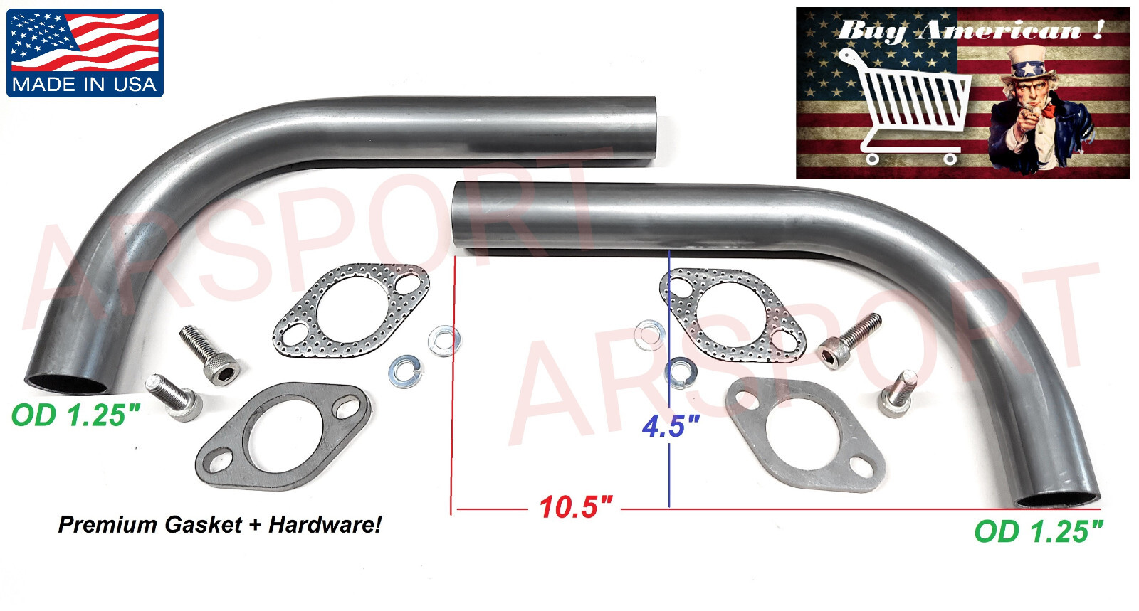 Header Exhaust pipes U Weld For Predator 670cc V-Twin Go Kart Mini Bike