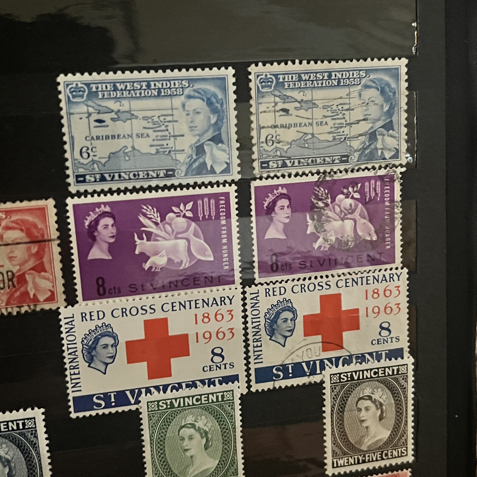 ST. VINCENT M&U STAMPS IN STOCK PAGE QUEEN ELIZABETH KING GEORGE 6 CORONATION