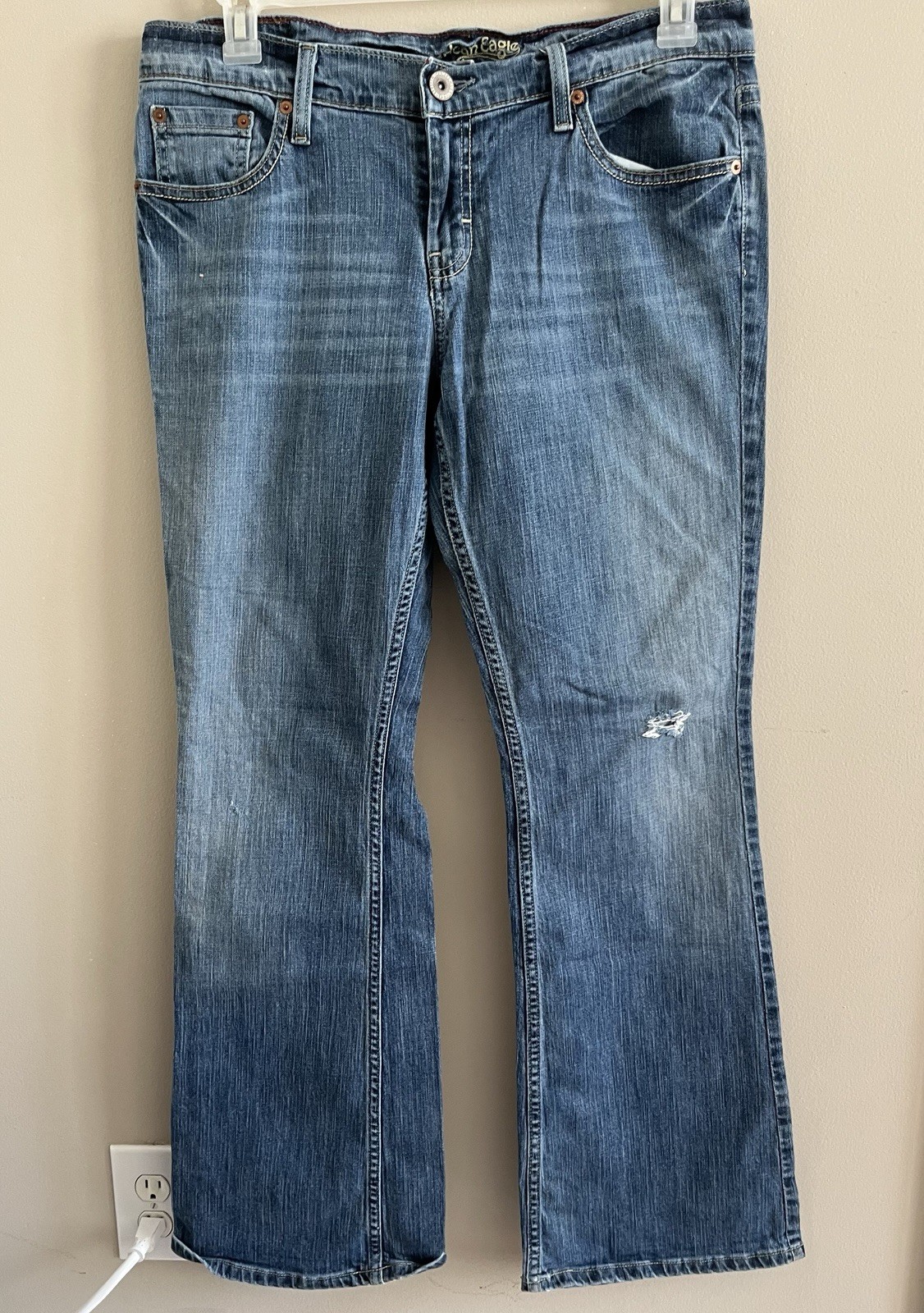 American Eagle Jeans Women 14 Regular Blue Stretch Mid Rise Hipster