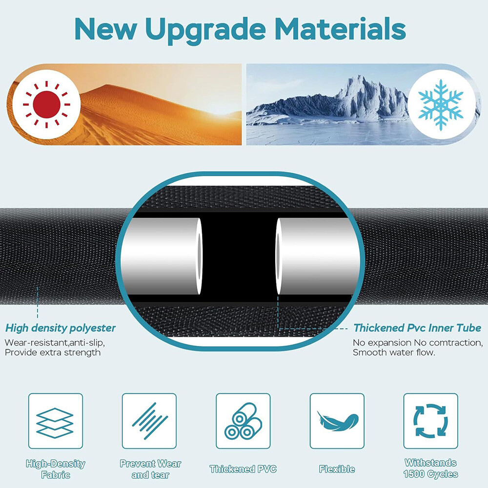 Garden Hose 50ft 100ft Non-Expandable Water Hose Kink Free Lightweight + Nozzle