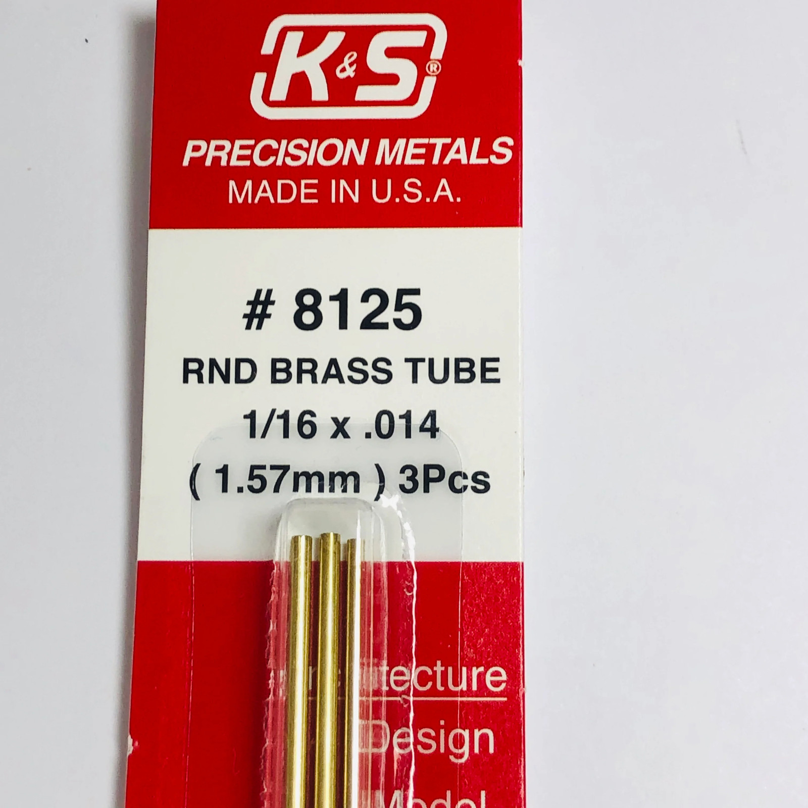 K&S 8125 Round Brass Tube 1/16" OD x 0.014t" x 12" (3)