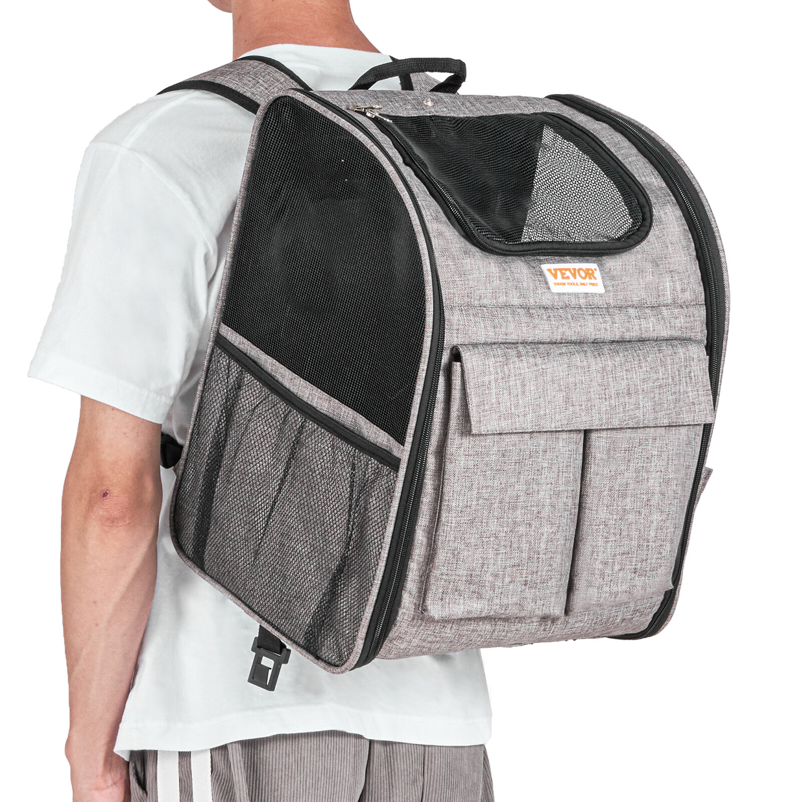 VEVOR Cat Carrier with Wheels Rolling Pet Carrier with Handle 18 lbs Grey