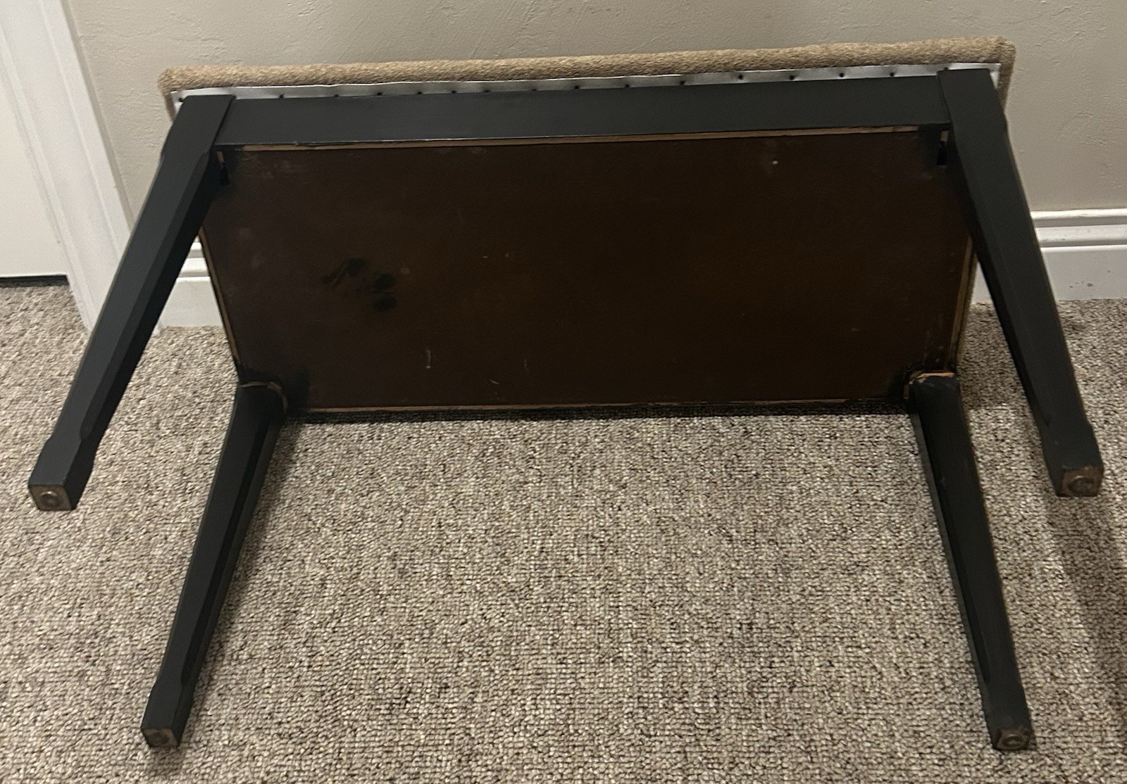 Vintage Black Piano Bench Upholstered with Storage