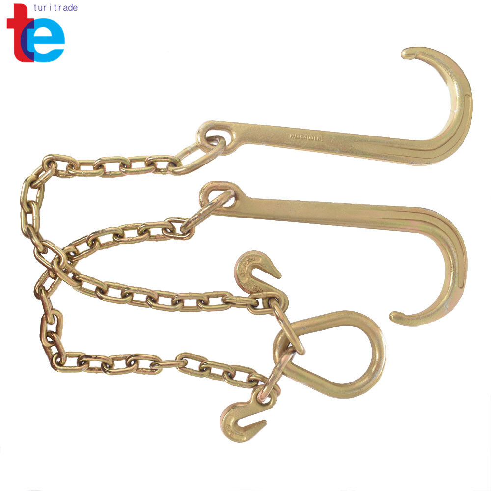 Tow Chain J-Hooks V-Chain Flatbed Truck Rollback Wrecker Carrier 5/16" X 2' G70