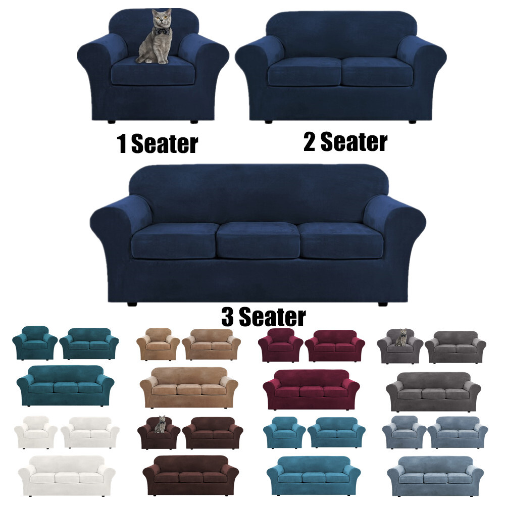 Velvet Sofa Covers for 1/2/3 Seat Cushion Couch Slipcovers with Individual Cover