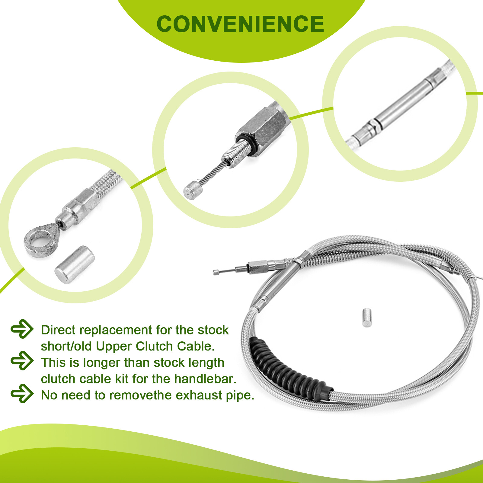 MOFUN 14" 16" Handlebar Brake/Clutch/Throttle Cable for Harley Deluxe 11-14 ABS