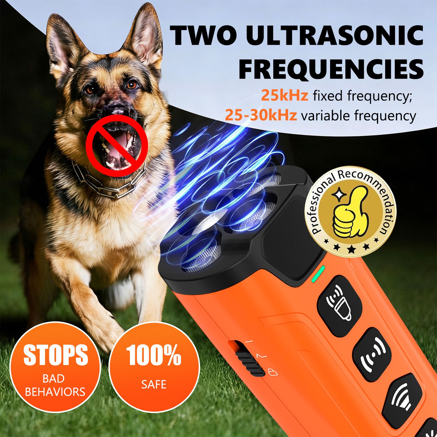 50FT Ultrasonic Dog Bark Deterrent Device Anti Barking Control Training Stopper