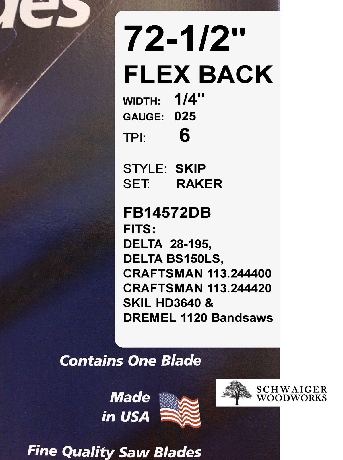 Olson Band Saw Blade 72-1/2" - 72-5/8" inch x 1/4" 6T, Delta 28-195, Craftsman