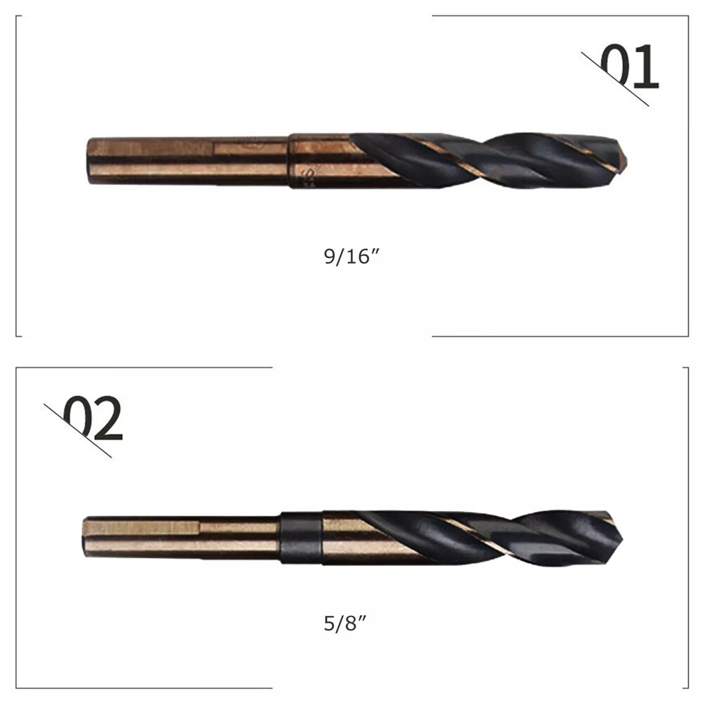 8pc HSS Cobalt Silver & Deming Drill Bits Set, Large Size 9/16" to 1", Reduced 1