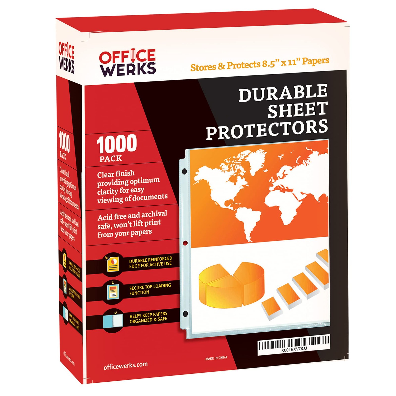 1000 Bulk Sheet Protectors, 8.5 X 11 Inch Clear Page for 3 Ring Binder,35 Micron
