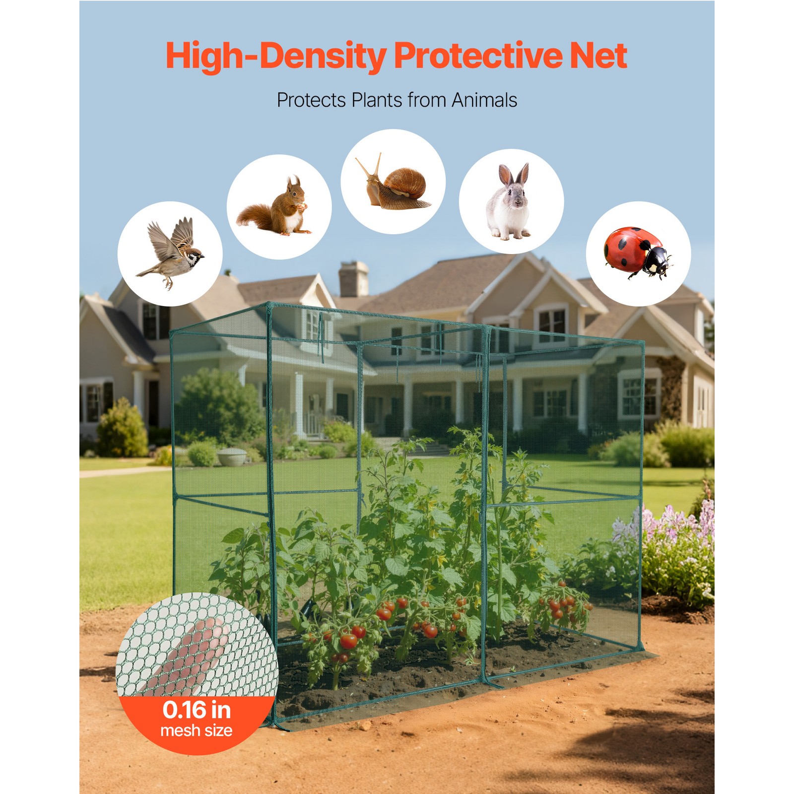 Uimoso Garden Crop Cage 7.8x3.9x5.9 ft Wind-Resistant Plant Protection Tent