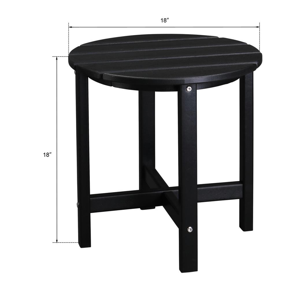 18" Round Outdoor Patio Deck Side Corner Table for Adirondack Chair Black