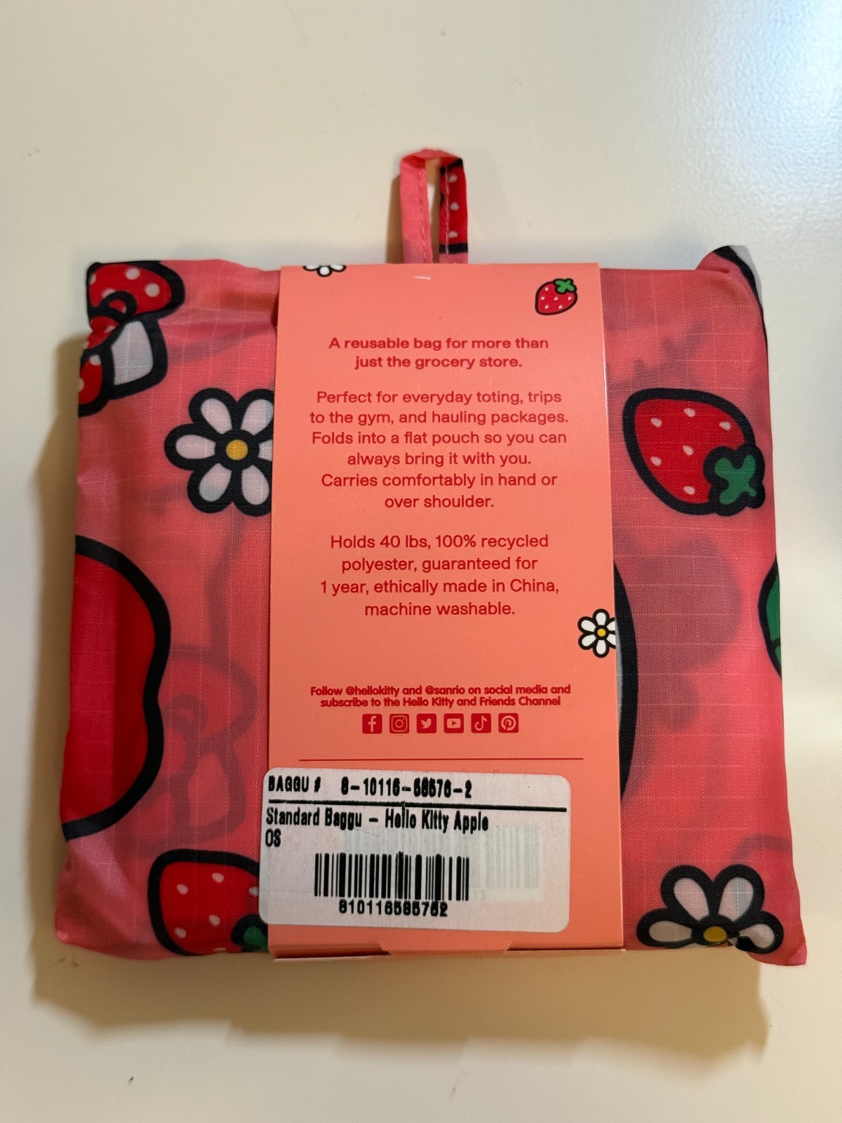 Baggu Hello Kitty Apple Sanrio Standard Eco Nylon Bag Tote NWT