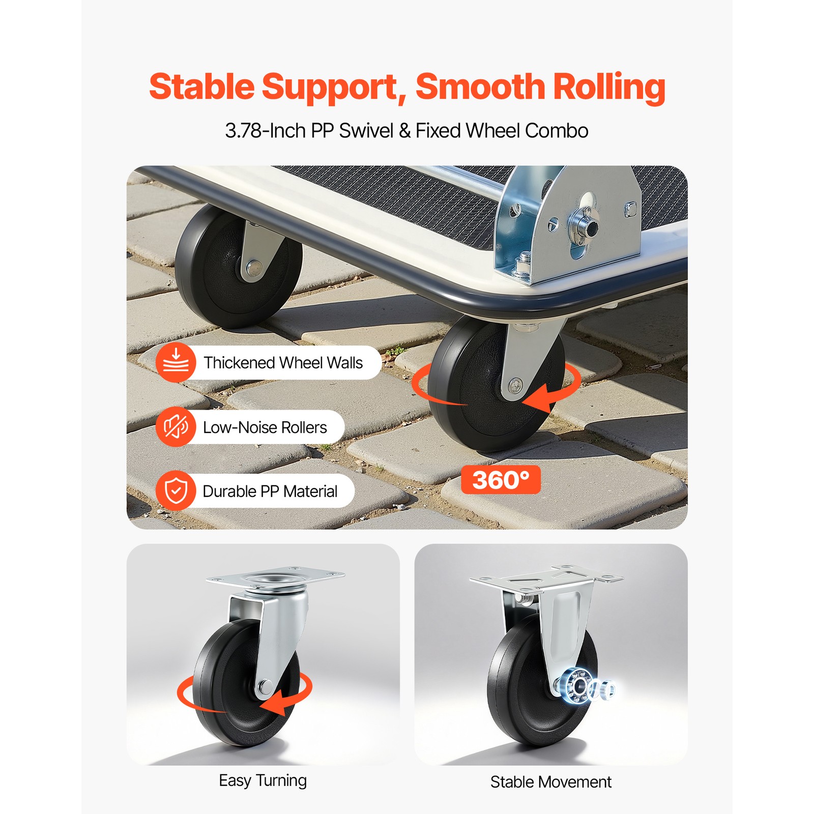 Uimoso Foldable Push Cart Dolly 330lbs Capacity with Wheels and Folding Platform